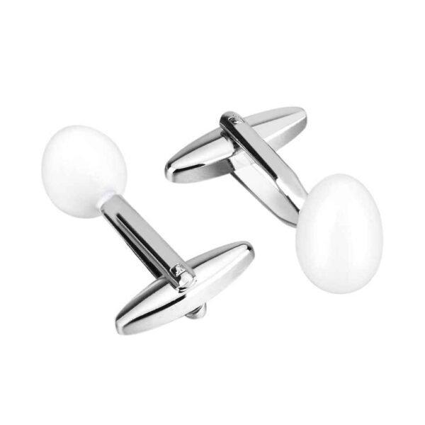 Playful Egg-Shaped White Cufflinks for Men