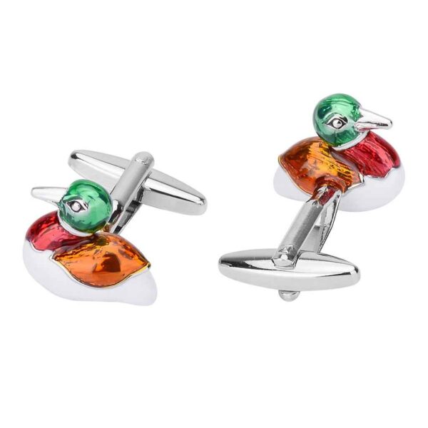 Exquisite Metal Duck-Shaped Cufflinks – Colorful Mandarin Duck