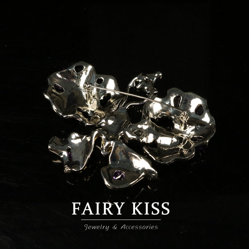 Purple Rhinestone Butterfly Brooch Zinc Alloy Pin - Image 2