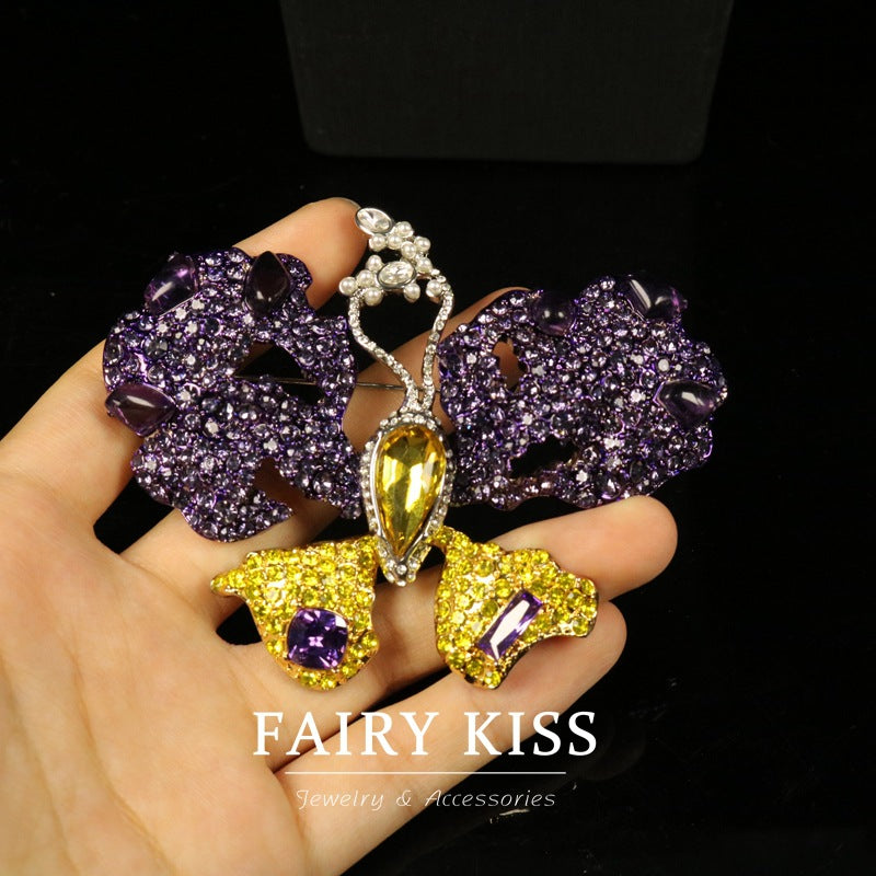 Purple Rhinestone Butterfly Brooch Zinc Alloy Pin - Image 3