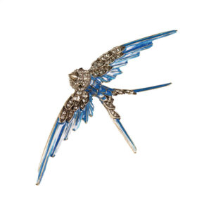Handcrafted Enamel Blue Swallow Metal Brooch
