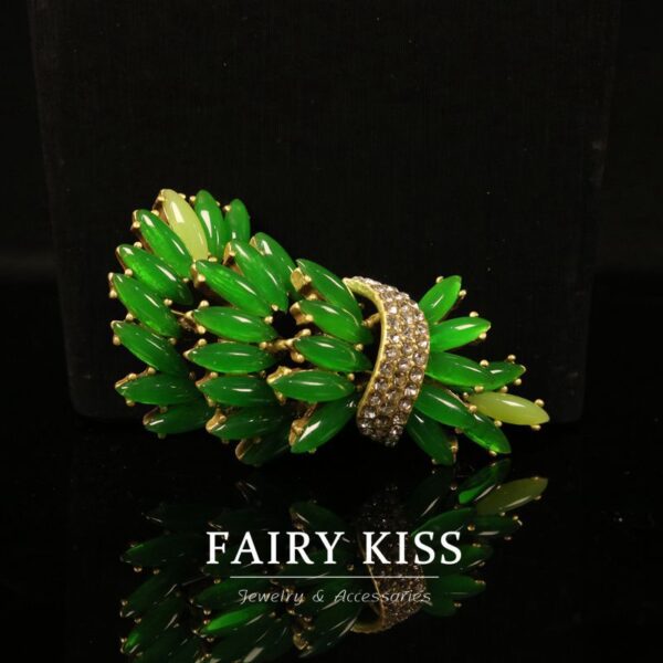 Handcrafted Enamel Succulent Brooch with Copper Plating - Image 2