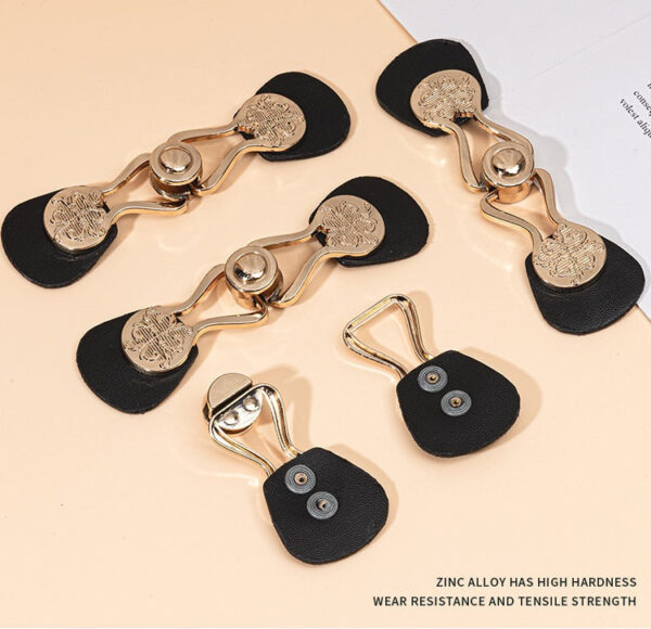 10.4cm Black Leather Sew-on Toggle Buttons with Metal Buckle 6pcs - Image 2