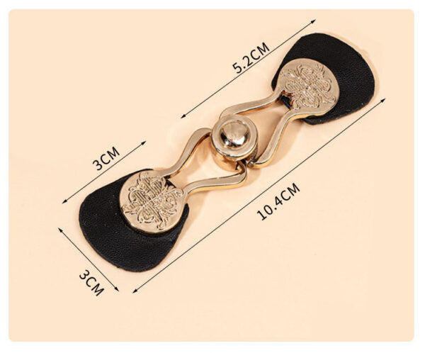10.4cm Black Leather Sew-on Toggle Buttons with Metal Buckle 6pcs - Image 3