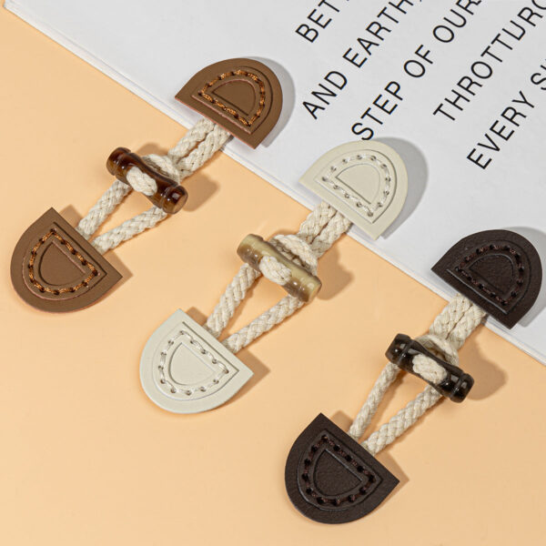 14.5cm Beige, Brown and Dark Coffee Leather Sew-on Toggles 8pcs - Image 2