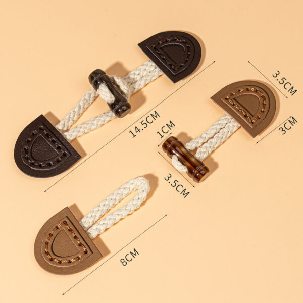 14.5cm Beige, Brown and Dark Coffee Leather Sew-on Toggles 8pcs - Image 4