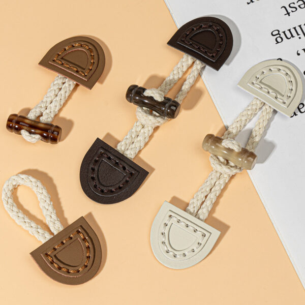 14.5cm Beige, Brown and Dark Coffee Leather Sew-on Toggles 8pcs - Image 3