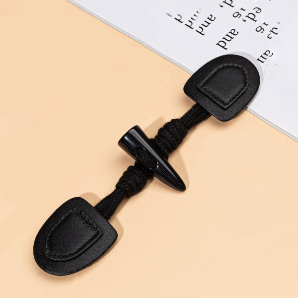 20cm Black Dark Coffee Leather Sew-on Buttons with Resin Horn 6pcs - Image 5