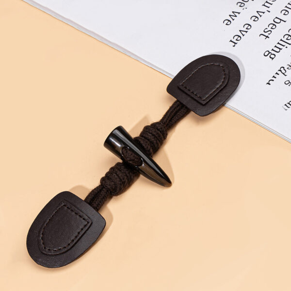 20cm Black Dark Coffee Leather Sew-on Buttons with Resin Horn 6pcs - Image 6