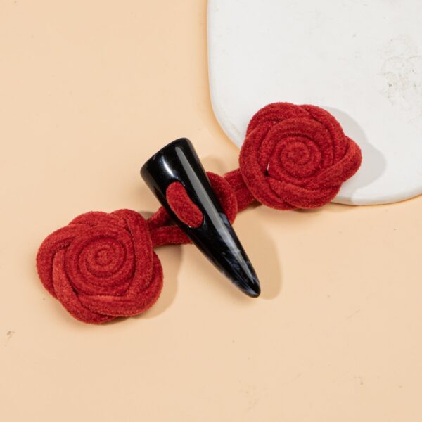 11cm Corduroy Rose Sew-on Toggle Buttons with Resin Horn 4pcs - Image 6
