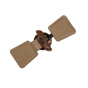 14cm Khaki Black Burgundy Leather Sew-on Toggles with Resin Buckle 4pcs