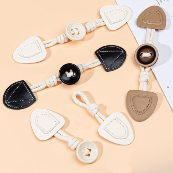19cm Leather Sew-on Toggles with Round Resin Buttons 6pcs - Image 4