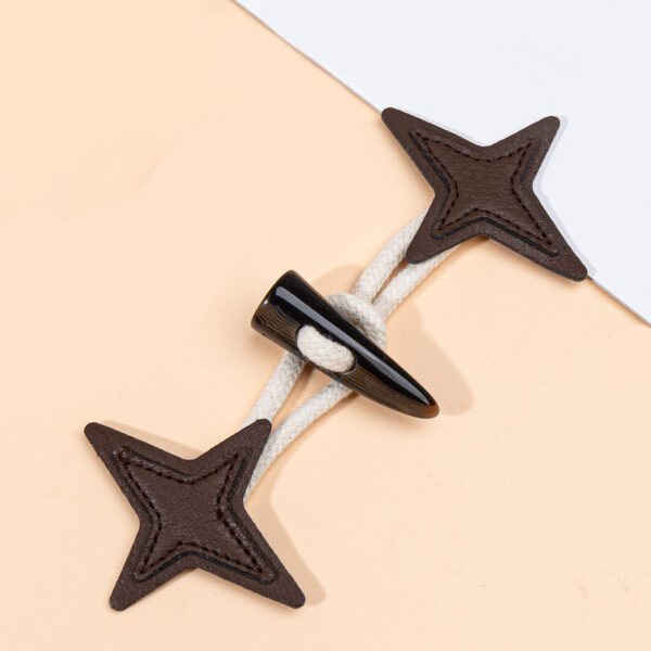 17.5cm Starburst Leather Sew-on Toggles with Resin Horn Button 6pcs - Image 4