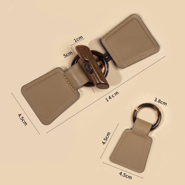 14cm Khaki Black Burgundy Leather Sew-on Toggles with Resin Buckle 4pcs - Image 3