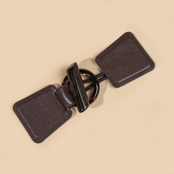 14cm Khaki Black Burgundy Leather Sew-on Toggles with Resin Buckle 4pcs - Image 5