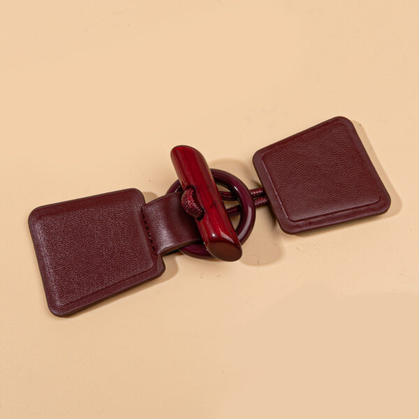 14cm Khaki Black Burgundy Leather Sew-on Toggles with Resin Buckle 4pcs - Image 7