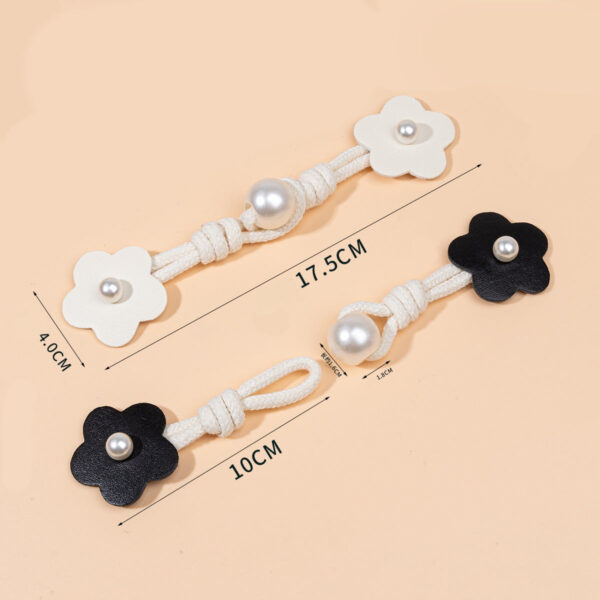 17.5cm Beige Black Pink Leather Sew-on Toggles with Pearl Buckle 6pcs - Image 3