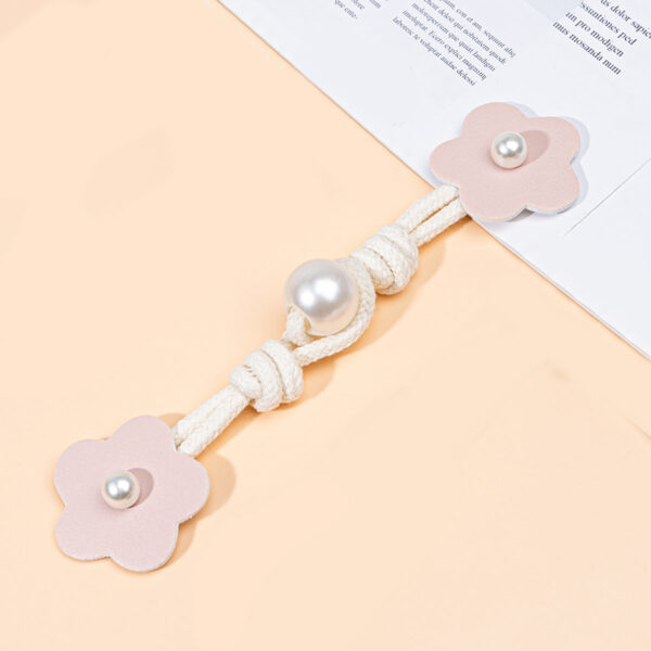 17.5cm Beige Black Pink Leather Sew-on Toggles with Pearl Buckle 6pcs - Image 5