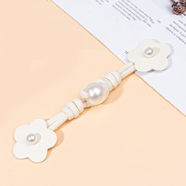 17.5cm Beige Black Pink Leather Sew-on Toggles with Pearl Buckle 6pcs - Image 7