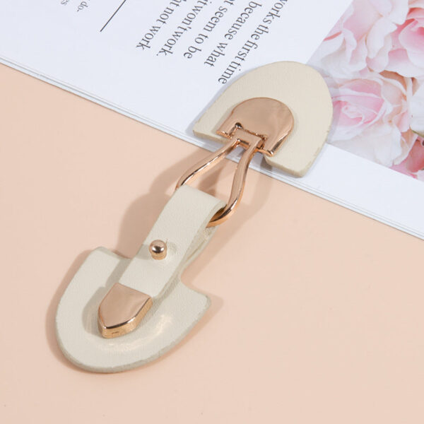 11.5cm Beige and Black Leather Sew-on Toggles with Metal Buckle 6pcs - Image 6