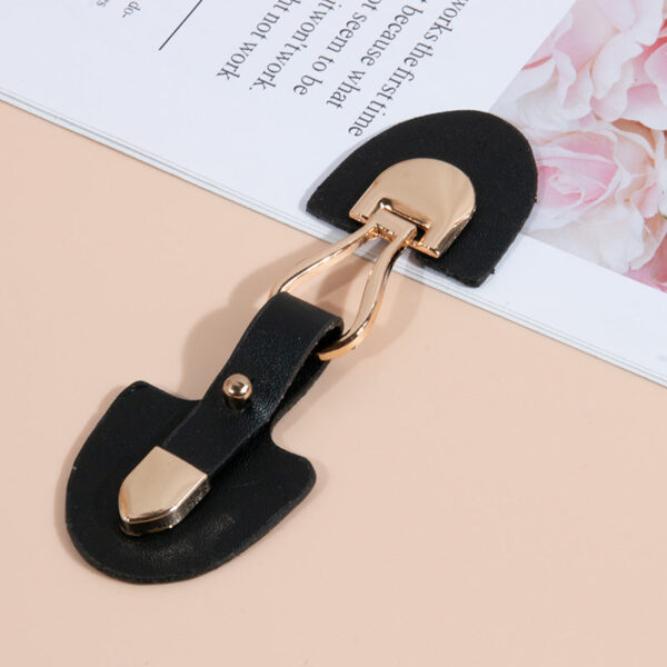 11.5cm Beige and Black Leather Sew-on Toggles with Metal Buckle 6pcs - Image 5