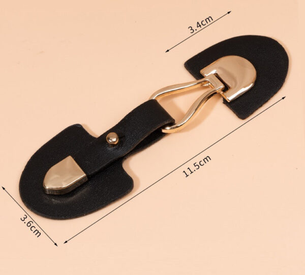 11.5cm Beige and Black Leather Sew-on Toggles with Metal Buckle 6pcs - Image 3