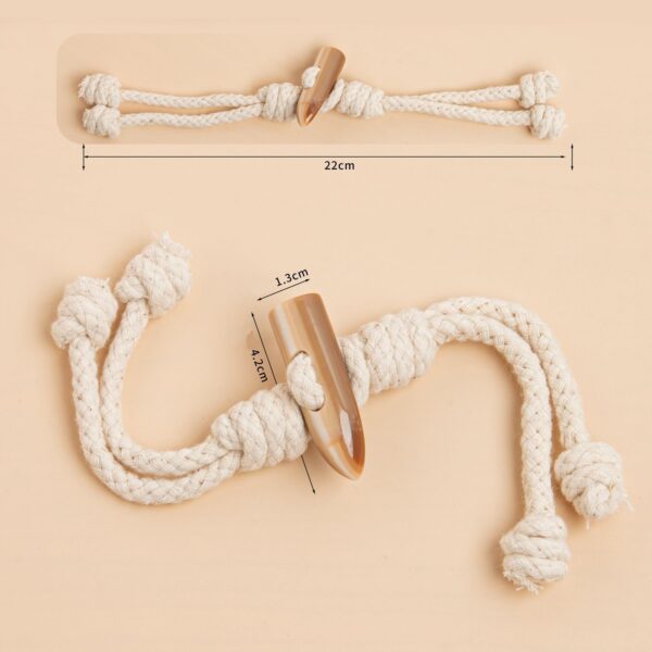 22cm Resin Buffalo Horn Beige Cotton Hemp Rope Tassel Buckles for Coats 6pcs - Image 4