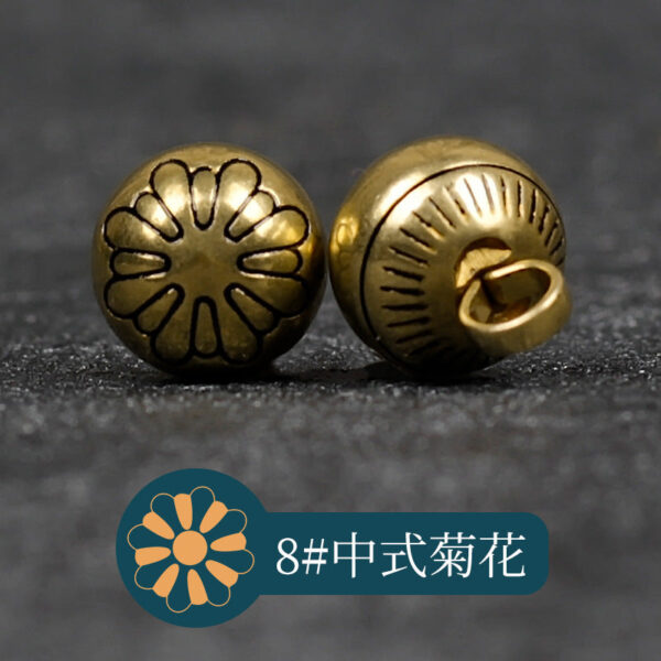 10mm Retro Chinese Solid Copper Metal Buttons for Cheongsam Hanfu 14 Pack - Image 16