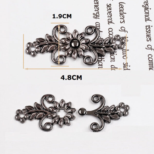 4.8cm Vintage Gold Silver Gunmetal Floral Metal Frog Buttons 10pcs - Image 2