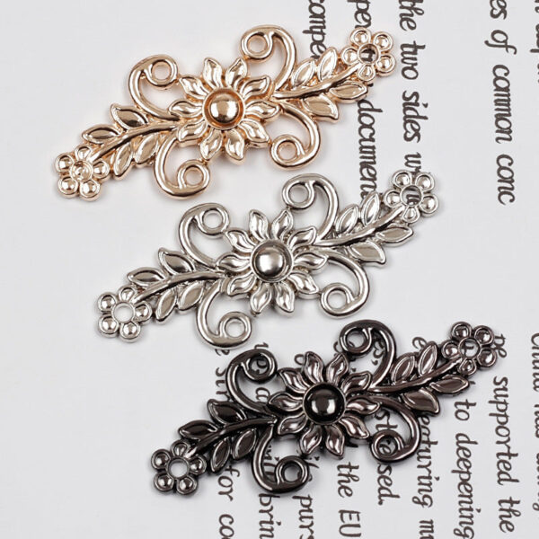 4.8cm Vintage Gold Silver Gunmetal Floral Metal Frog Buttons 10pcs - Image 4