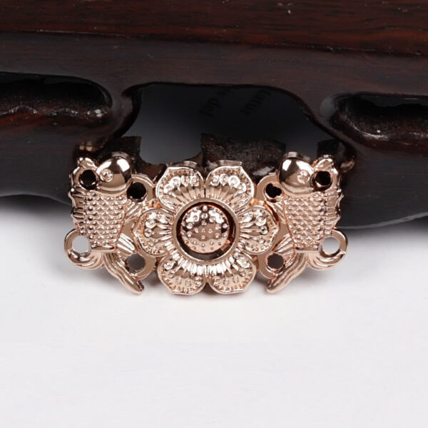 3cm Chinese Ancient Style Carp Peony Golden Metal Pair Buttons 10pcs - Image 5