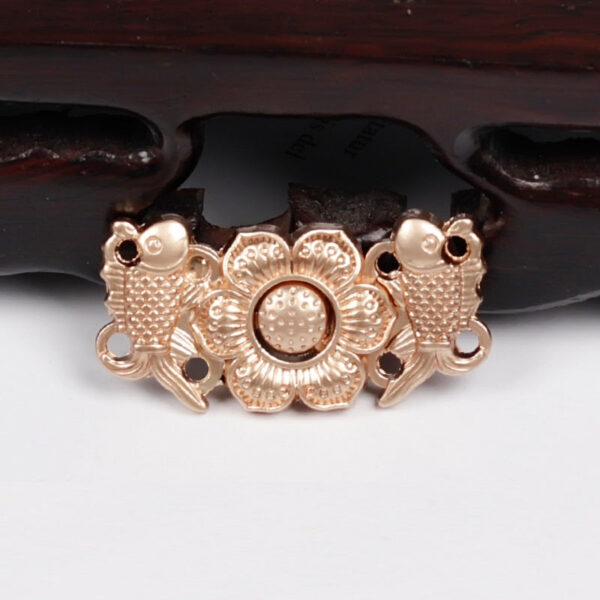 3cm Chinese Ancient Style Carp Peony Golden Metal Pair Buttons 10pcs - Image 6