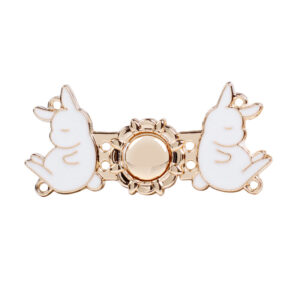 3.6cm Vintage Light Gold Metal Rabbit Pair Buttons for Hanfu 12pcs