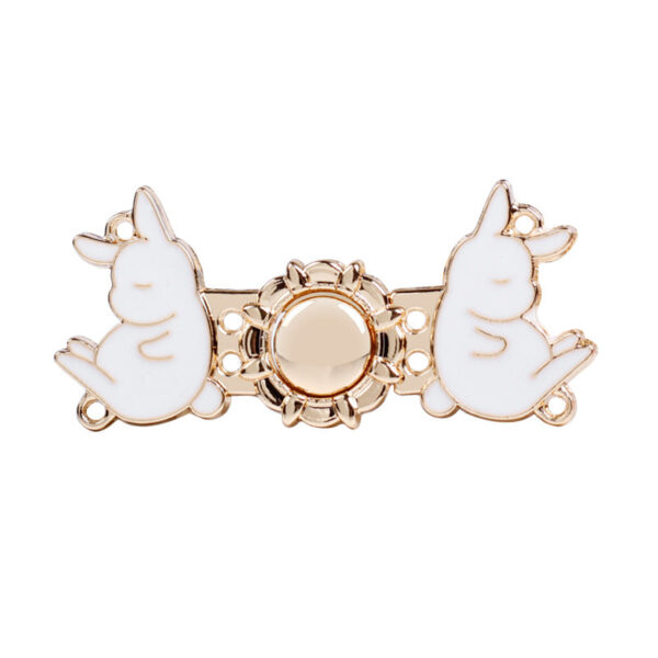 3.6cm Vintage Light Gold Metal Rabbit Pair Buttons for Hanfu 12pcs