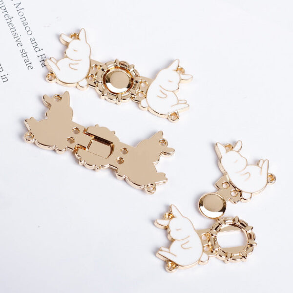 3.6cm Vintage Light Gold Metal Rabbit Pair Buttons for Hanfu 12pcs - Image 4