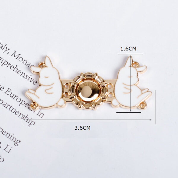 3.6cm Vintage Light Gold Metal Rabbit Pair Buttons for Hanfu 12pcs - Image 2