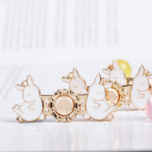 3.6cm Vintage Light Gold Metal Rabbit Pair Buttons for Hanfu 12pcs - Image 3