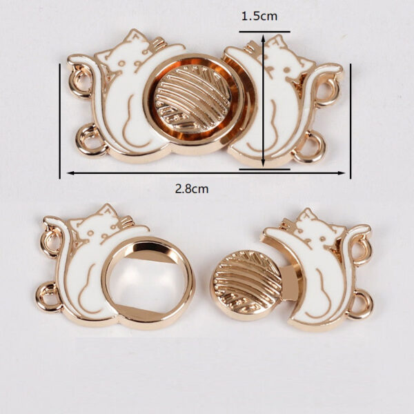 2.8cm Black and White Cat Vintage Hanfu Metal Pair Buttons 12pcs - Image 2