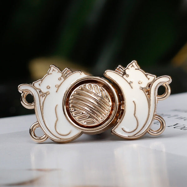 2.8cm Black and White Cat Vintage Hanfu Metal Pair Buttons 12pcs - Image 3