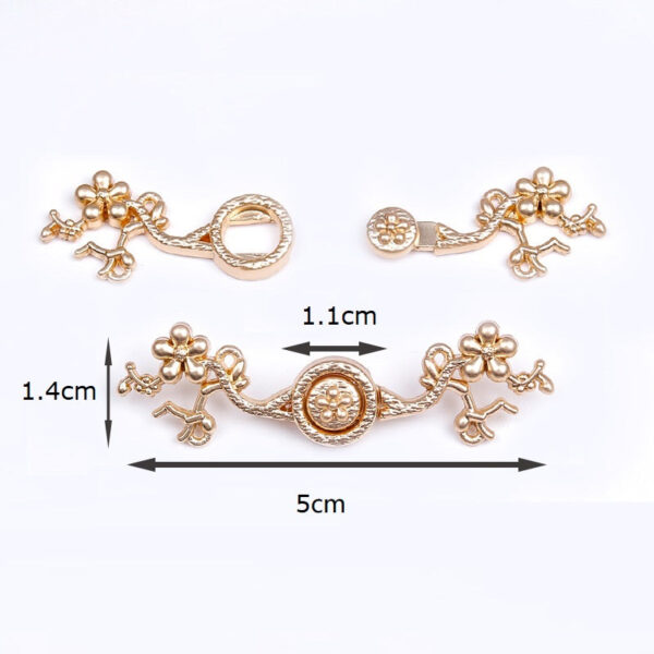 5cm Chinese Style Vintage Gold Silver Plum Blossom Metal Frog Buttons 20pcs - Image 2