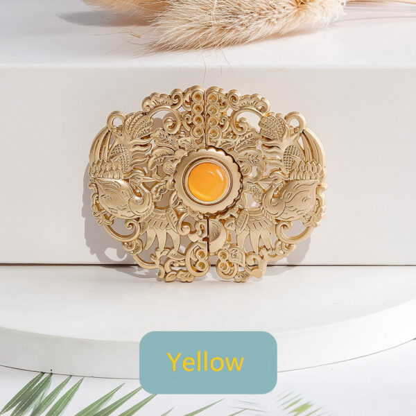 Chinese Vintage Golden Auspicious Phoenix Hook Buttons 6PCS - Image 4