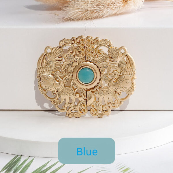 Chinese Vintage Golden Auspicious Phoenix Hook Buttons 6PCS - Image 6