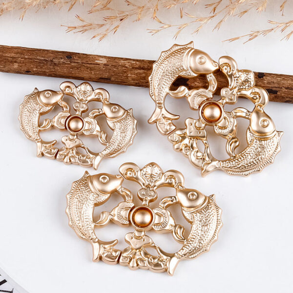 Chinese Style Vintage Golden Carp Metal Frog Buttons for Cheongsam 10pcs - Image 3