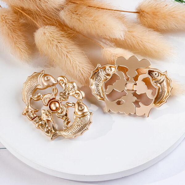 Chinese Style Vintage Golden Carp Metal Frog Buttons for Cheongsam 10pcs - Image 2