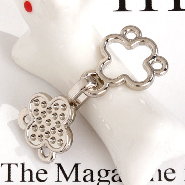 2.8cm Silver Rose Gold Four-Leaf Clover Metal Pair Hook Buttons 30PCS - Image 6