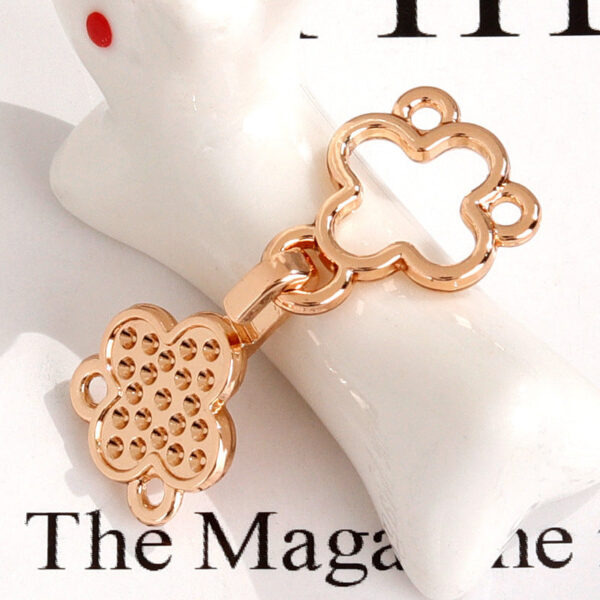 2.8cm Silver Rose Gold Four-Leaf Clover Metal Pair Hook Buttons 30PCS - Image 5