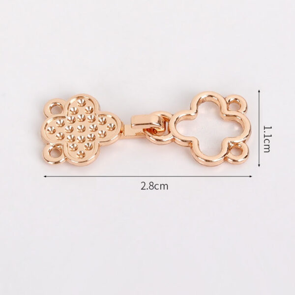 2.8cm Silver Rose Gold Four-Leaf Clover Metal Pair Hook Buttons 30PCS - Image 2