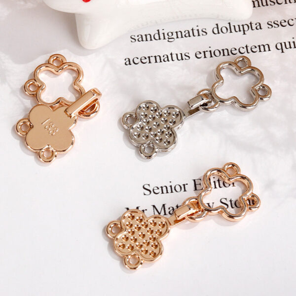 2.8cm Silver Rose Gold Four-Leaf Clover Metal Pair Hook Buttons 30PCS - Image 4