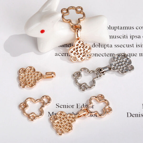 2.8cm Silver Rose Gold Four-Leaf Clover Metal Pair Hook Buttons 30PCS - Image 3