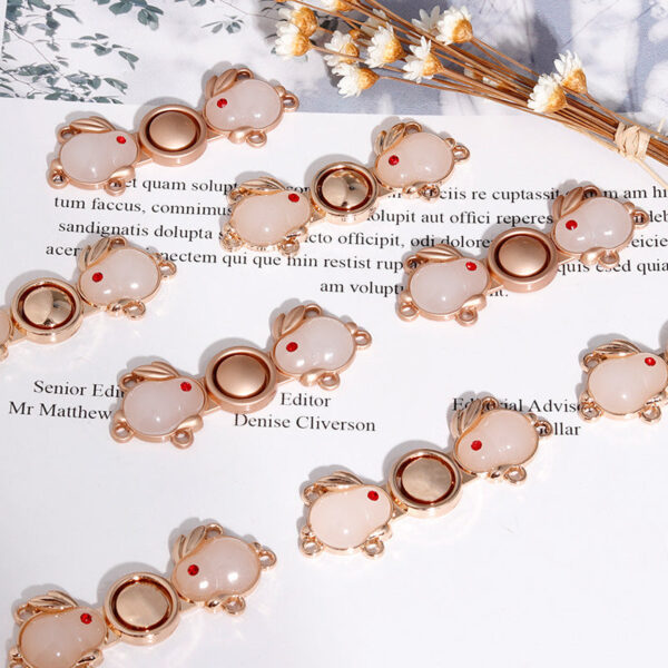 4.5cm Chinese Style Golden Metal Rabbit-Shaped Pair Buttons 20pcs - Image 3